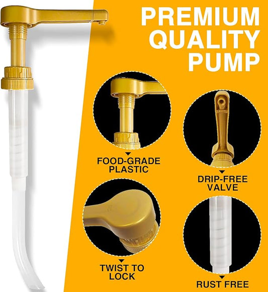 2Pcs Gold Sauce Pump Dispenser for 64 oz Chocolate Pumpkin Caramel Sauce Bottles, Reusable Large 15CC Syrup Pump Dispenser for Vanilla Mocha Sauces