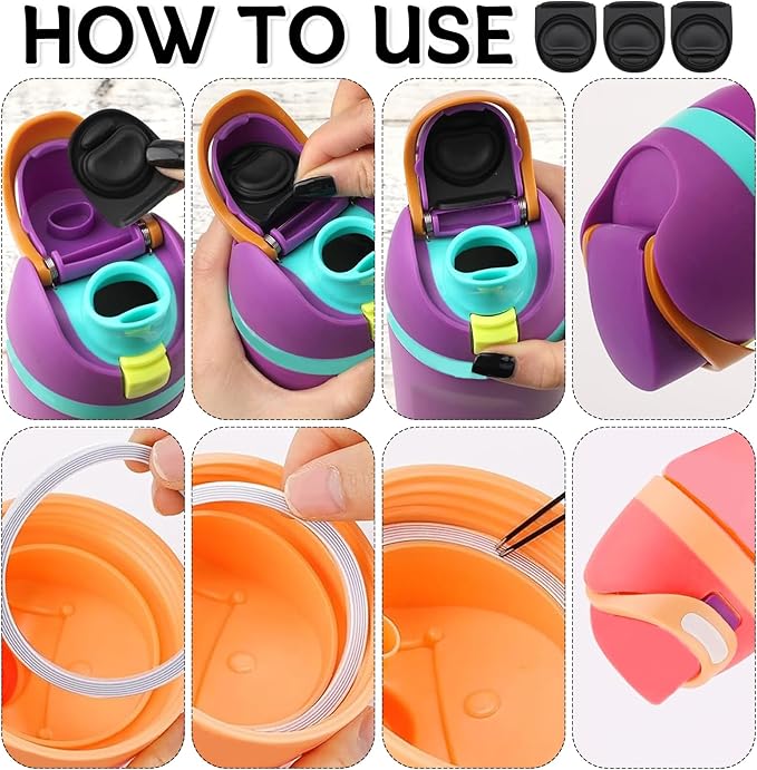 3 Sets Replacement Seal Stopper and O Ring Gasket Compatible with Owala FreeSip 24oz 32oz,Water Bottle Lid Insert Cap Rubber Seal Parts for Owala 16/19/24/32/40oz Mouth Piece Accessories Z3K6