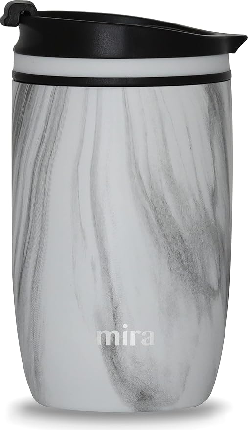 MIRA 12 oz Travel Coffee Mug - Insulated Stainless Steel Tumbler with Screw Lid - French Granite