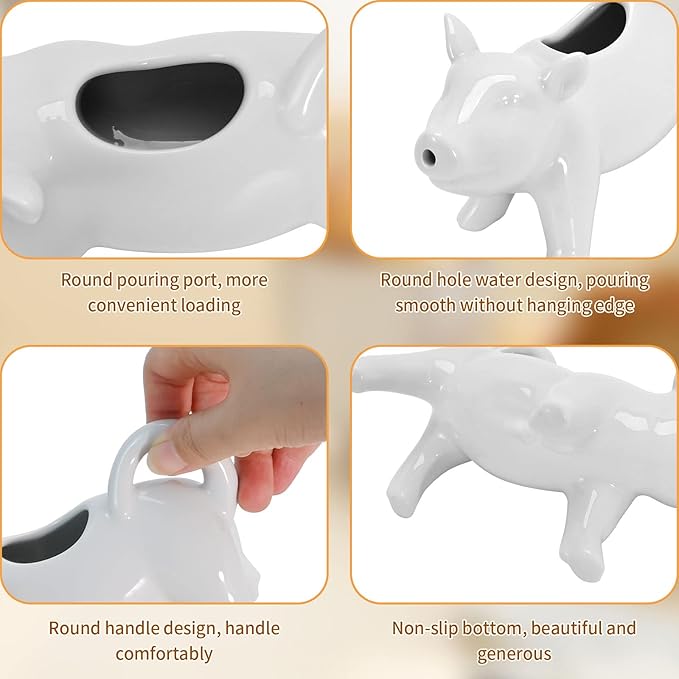 Ceramic Milk Pitcher, Pig-Shaped Porcelain Creamer Pitcher, Cute Animal Coffee Milk Sauce Jug for Home Kitchen and Outdoor Use - 6.41In 150ML