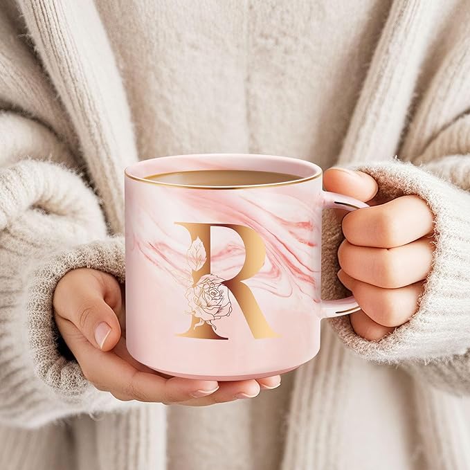 Valentines Day Gifts for Her, Anniversary Birthday Galentines Gifts for Women Mom Grandma Friend Sister Wife Teacher Coworker, Personalized Initial Customized Gift Monogrammed A-Z Coffee Mug 12 OZ(R)