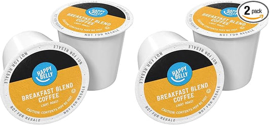 Amazon Brand - Happy Belly Light Roast Coffee Pods, Breakfast Blend, Compatible with Keurig 2.0 K-Cup Brewers, 100 Count (Pack of 2)
