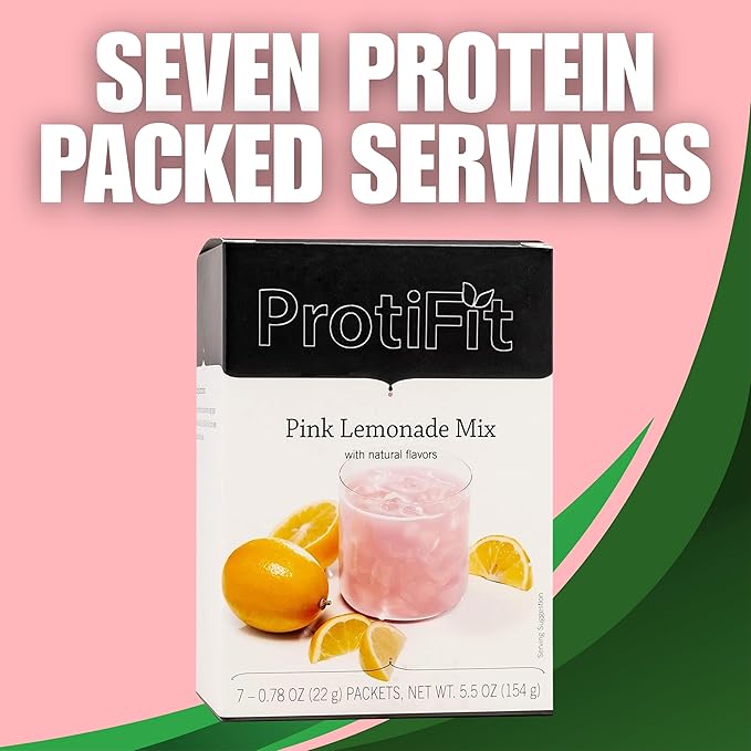 ProtiFit - High Protein Fruit Flavored Powder Drink Mix, 15g Protein, Low Calorie, Sugar Free, Ideal Protein Compatible, 7 Servings Per Box (Pink Lemonade)