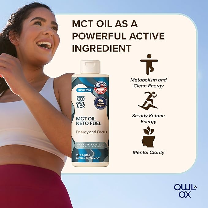 MCT Oil Blend – Vanilla | Keto-Friendly Liquid for Energy & Focus | Dairy-Free, Sugar-Free, Gluten-Free, Vegan | 30 Servings