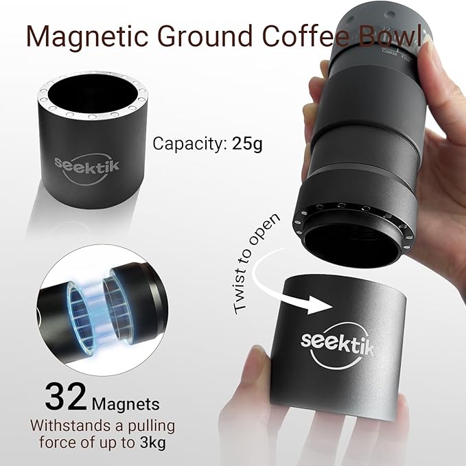 Manual Coffee Grinder with Numerical External Adjustable Setting Stainless Steel Conical Burr Hand Crank Coffee Mill for Cold Brew Espresso French Press Pour Over Drip with Foldable Handle- Black