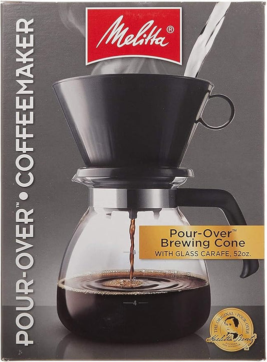 Melitta 52 oz. Pour-Over Coffee Brewer with Glass Carafe, Black