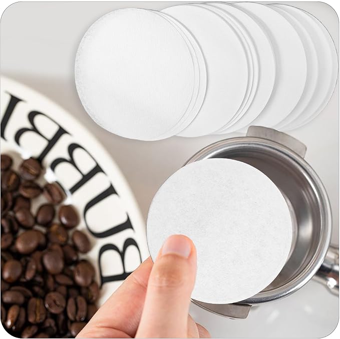100PCS 58mm Espresso Paper Filters - Unbleached Coffee Filter Papers for Portafilter Baskets, Puck Screen Protection Compatible with Most Espresso Machines