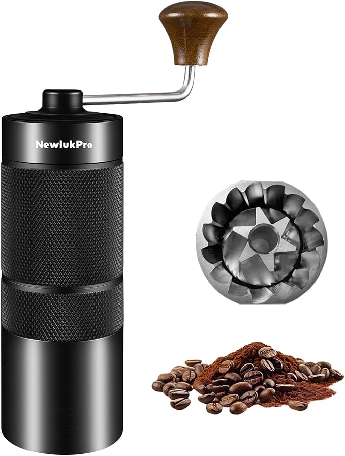 NewlukPro M6 Manual Coffee Grinder,Capacity 25g,Hand Coffee Grinder with Aluminum Body,Sharp Hexagonal Grinding Burr Core,Portable Manual Coffee Bean Grinder for Pour Over French Press Espresso
