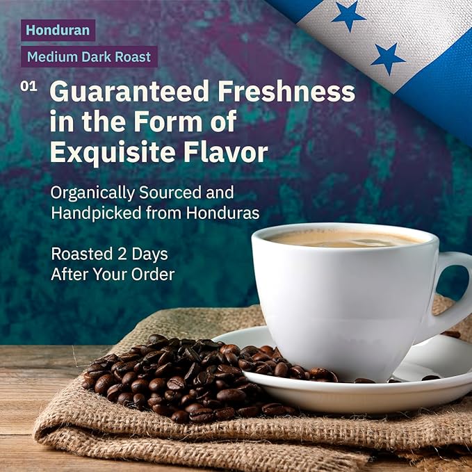 Honduran Coffee, French Press Grind, Medium Dark Roast, 5LB – Single Origin Arabica Beans from Marcala, Fair Trade, Fresh Roasted to Order by Kochere