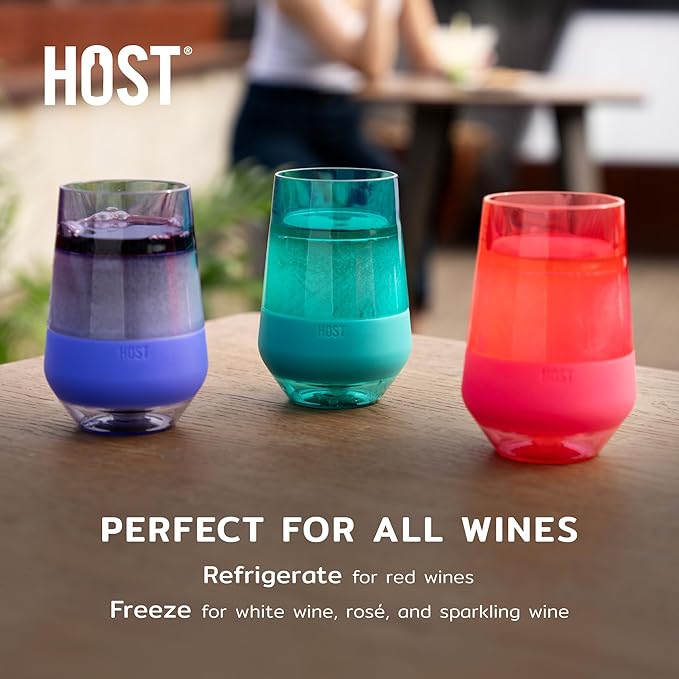 HOST Freeze XL Cooling Cup in Double Walled Insulated Freezable Drink Chilling Tumbler with Freezing Gel, 12 Ounces - Set of 4