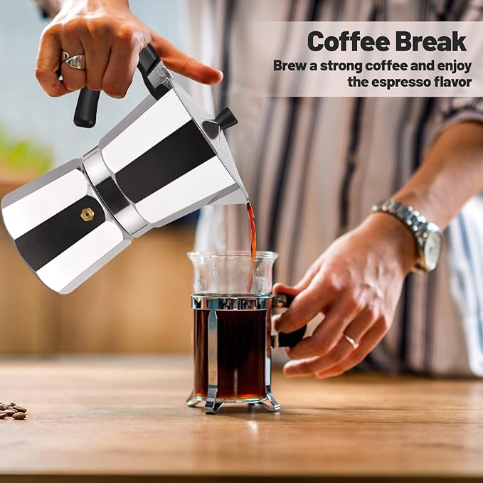 Vaolvpant 12 Cup Aluminum Moka Pot Classic Stovetop Espresso Coffee Maker 600ml 20oz Coffeemaker Percolator Mocha Pot Greca Coffee Maker Cafe Makers for Italian and Cuban Café Brewing Silver