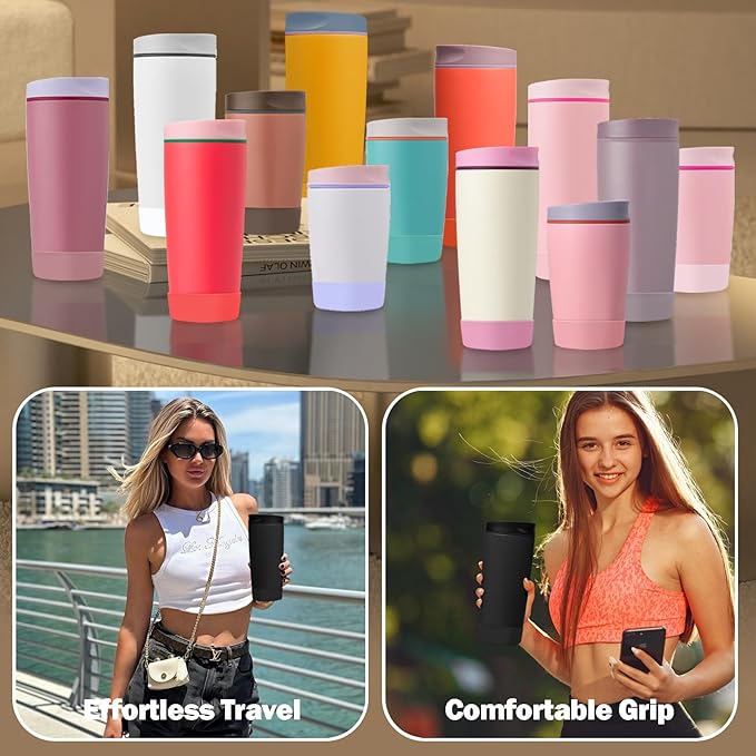 2pcs Silicone Boot for Owala SmoothSip Slider Coffee Tumbler 20oz 12oz, Anti-Slip Sleeve for Travel Coffee Mug, Protective Accessories for Owala BPA Free (very very Dark)