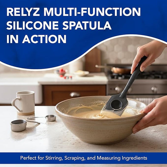 Silicone Spatula with Built-In ½ Tbsp Measuring Scoop, Heat-Resistant & Non-Stick Kitchen Spatula, BPA-Free Baking Utensils, One-Piece Flexible Design, Ergonomic Grip, Dishwasher Safe Cooking Tool