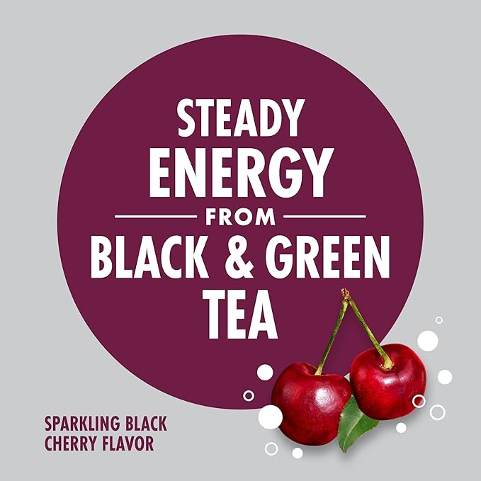 V8 +Energy Sparkling Black Cherry Juice Energy Drink, 11.5 fl oz Can (Pack of 8)