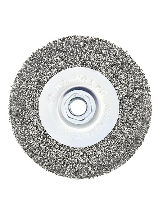 OSFTBVT Crimped Wire Wheel Brush 4in 5/8-11 Threads Arbor for 4-1/2" Angle Grinder Metal Rust Paint Stain Removal - 1pcs