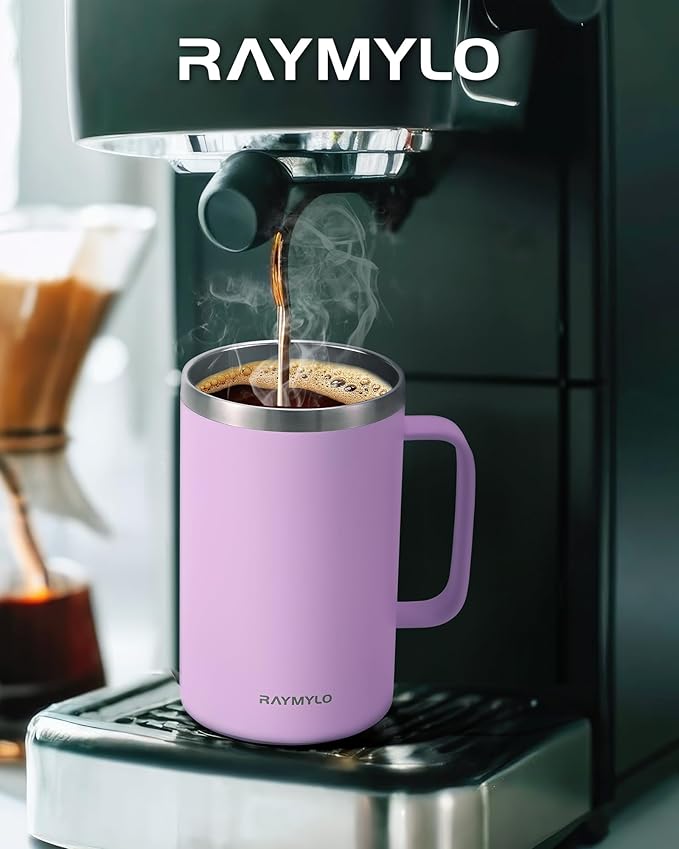 Insulated Coffee Mug 24 oz, Double Wall Stainless Steel Coffee Mug with Lids, Leak-Proof & Detachable Slider Lid for Thorough Clean, Keeps Coffee Cold for 9 Hrs, Suitable for Camp Home Office