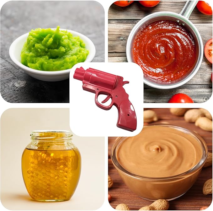 Gun Ketchup Dispenser - Condiment Dispenser Bottle for Sauce, Spice, Mustard, Syrup | Mess-Free BBQ and Kitchen Tool for Indoor Outdoor Grill, Camping, Picnics, Home, and Restaurant Use