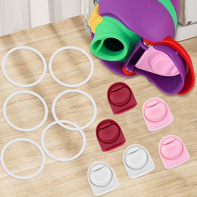 6 Sets Replacement Seal Gasket Stoppers for Owala Freesip 16oz 32oz Cap Mouth,Silicone O Sealing Ring Parts Water Bottle Top Lid Accessories for Owala Freesip 16/19/24/32/40oz（3 colors 5