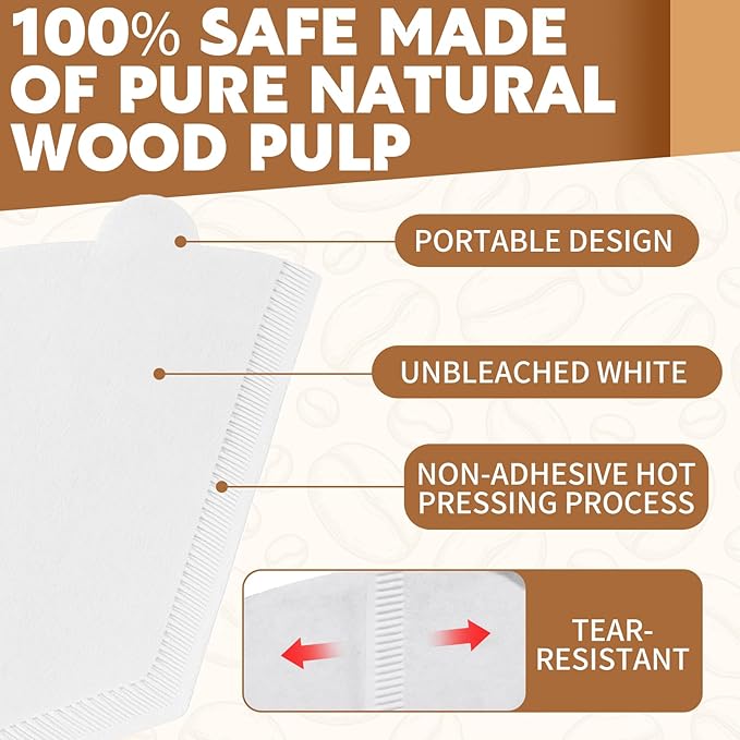 DTFMZOV 200 Count Coffee Filters #1, Disposable Coffee Filters, U Shape Coffee Paper Filter for Pour Over and Drip Coffee Maker, Suitable for Home Coffee Shop (1-2 Cup)