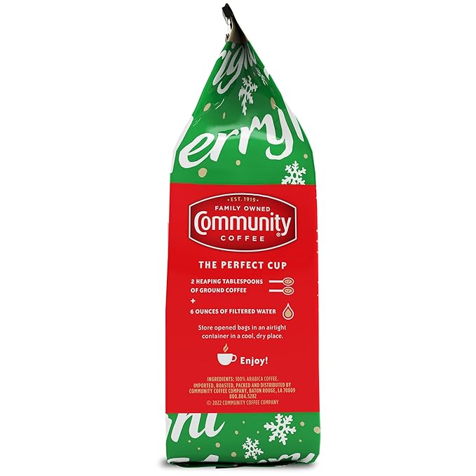 Community Coffee Christmas Blend Ground Coffee, Medium Roast, 12 oz Bag (Pack of 1)