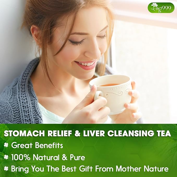TOG999, Premium Stomach & Liver Herbal Tea – 60 Tea Bags – Milk Thistle Seed, Ginger, Fennel, Peppermint & Licorice – Caffeine-Free – Soothing & Refreshing Herbal Blend for Daily Enjoyment
