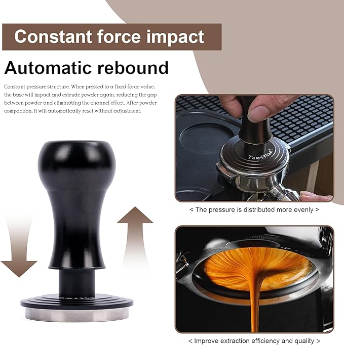 Premium Espresso Tamper Kit - 58.5mm Espresso Hand Tamper, Stainless Steel Coffee Press Tool with 3 Calibrated Springs & Anti-Slip Stand