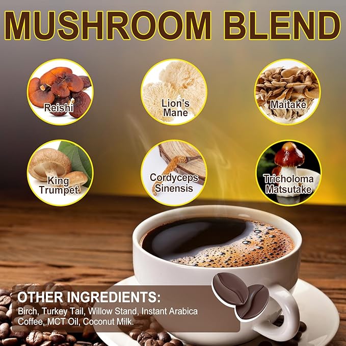 Mushroom Coffee (235g Supersize), 10 Superfood Mushrooms Blend for Energy, Recovery & Focus, Organic Instant Coffee Powder with Lion’s Mane, Reishi, Chaga, Cordyceps, 8.28 OZ