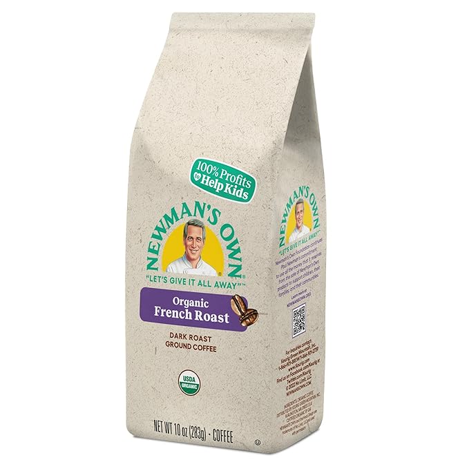 Newman's Own Organics Newman's French Roast, Ground Coffee, Fair Trade Certified, Dark Roast, Bagged 10oz