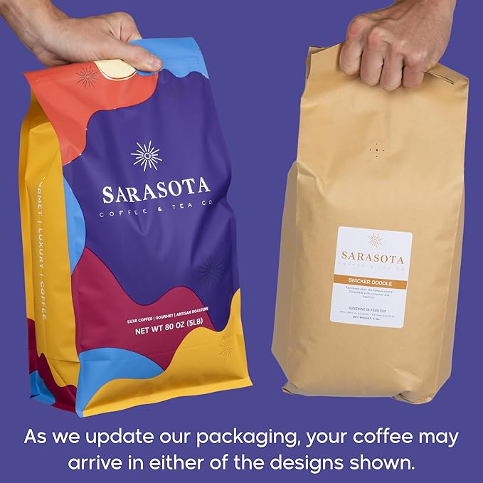 Sarasota Coffee Ground Snickerdoodle Sugar Cookie | Medium Roast Gourmet Flavored Coffee Grounds | Low Acid, Mold Free, Specialty Grade Flavored Bulk Ground Coffee | 5lb (80 oz)