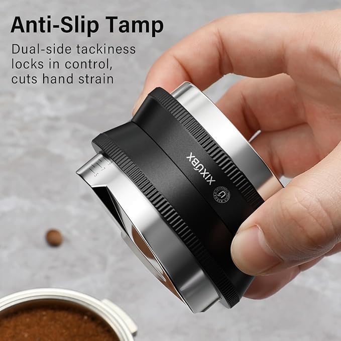 51mm Espresso Tamper, Coffee Distributor and Tamper 304 Stainless Steel Espresso Hand Tamper, Adjustable Depth Espresso Distribution Tool, Professional Espresso Leveler Barista Tools