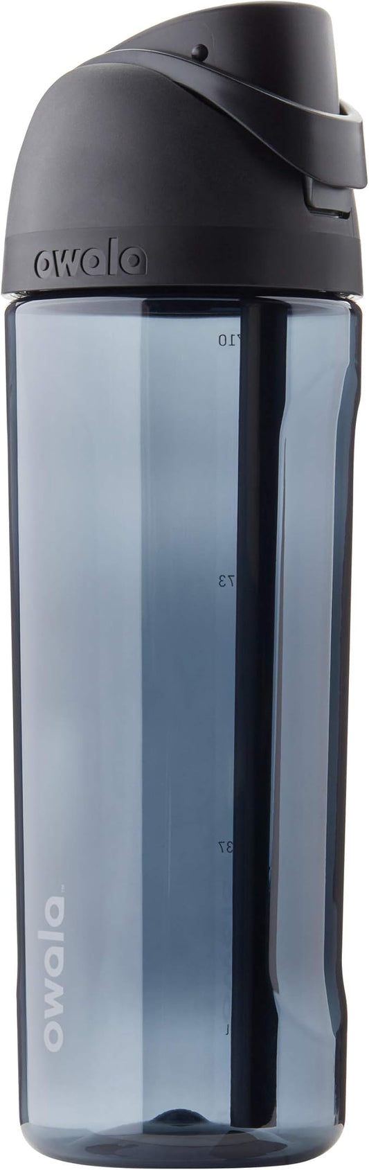 Owala FreeSip Clear Water Bottle with Straw for Sports and Travel, BPA-Free, 25-Ounce, Very, Very Dark