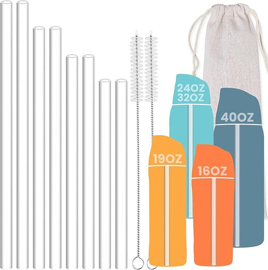 NiHome 8PCS Tritan Drinking Straws Fit for Owala Water Bottle, 4 Lengths Plastic Reusable Straws Fit for FreeSip 19oz 24oz 32oz 40oz, Tritan 25oz, Kids’ FreeSip 16oz, Brushes & Storage Bag (Clear)