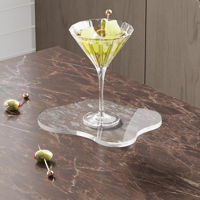 2 Pcak Acrylic Coasters Decorative Plates, Clear Cloud Shape bar Drink Coaster, Coffee Cup Coaster for Desk Accessories Office Home Decor,Perfect for Tabletop, Coffee Table, Kitchen, Bar（Clear）