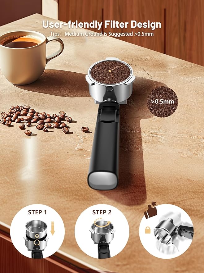 Espresso Machine 20 Bar Coffe Maker with Rapid Cold Brew, Compact Espresso Maker for Hot and Cold Cappuccino, Latte, Stainless Steel Coffee Machines with 1200ml Removable Water Tank
