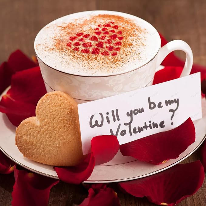 20 Pcs Valentine's Day Cookie Stencils Reusable Cake Coffee Decorating Stencils Templates Mold Tools for Cake Cookie Dessert Buttercream Painting Coffee Decoration DIY Valentines Party Decor