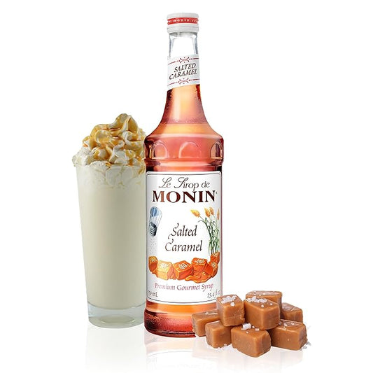 Monin - Salted Caramel Syrup, Natural Flavors, Great for Mochas, Lattes, Smoothies, Shakes, and Cocktails, Non-GMO, Gluten-Free (750 ml)