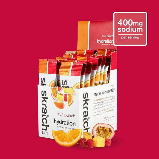 Skratch Labs Hydration Sports Drink Mix Packets – Real‑Fruit Electrolyte Powder for Fast Hydration & Endurance | Fruit Punch | 20 Pack | Vegan, Non‑GMO, Clean Ingredients