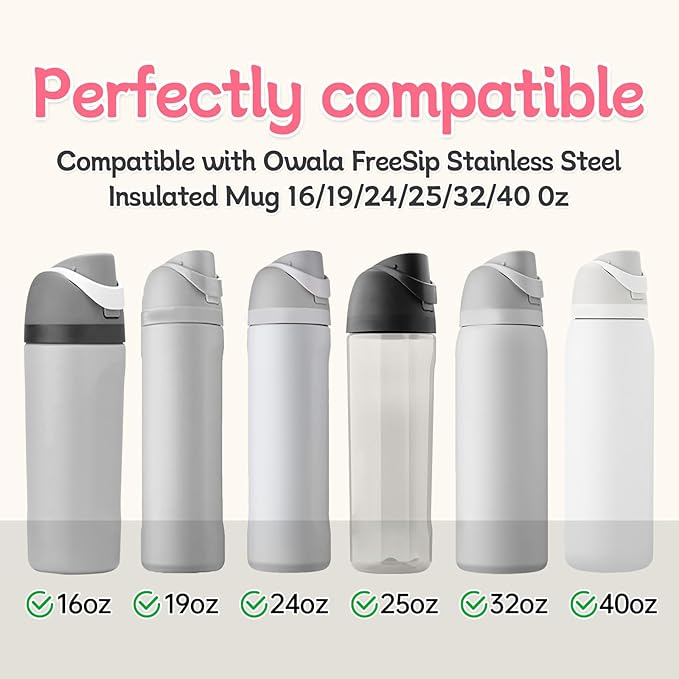 2 Sets Replacement Stopper and O Ring Gasket Compatible with Owala FreeSip 24oz 32oz,Water Bottle Lid Insert Cap Silicone Seal Parts for Owala 16/19/24/32/40oz Mouth Piece Accessories
