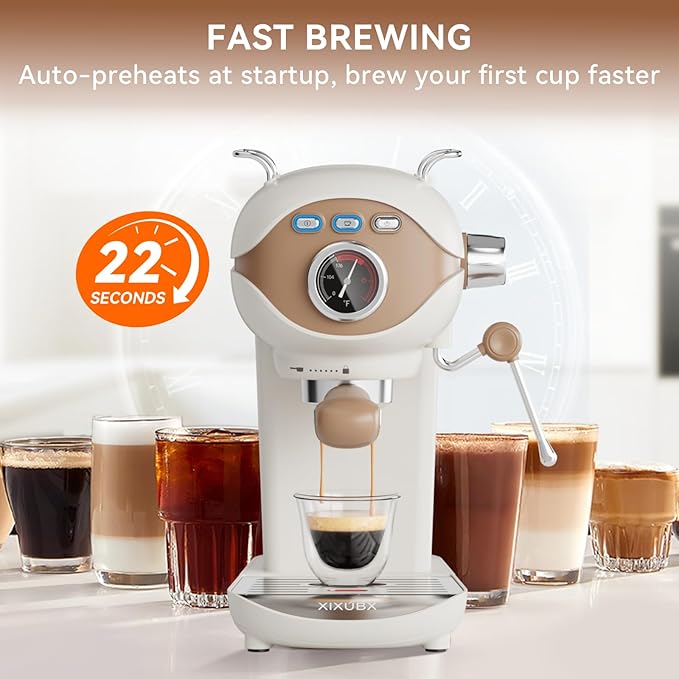 Espresso Machine, 20 Bar Pump Temperature Control, Compact Espresso Maker with Steam Milk Frother, Professional Coffee Makers for Home, Cappuccino Latte Machine, Gifts for Coffee Lover