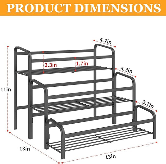 DTUQYX Coffee Syrup Organizer 3-Tier, 12 Bottles Capacity Coffee Syrup Rack, Metal Syrup Stand for Spice, Wine, Liquor, Bottle, Coffee Bar Station Racks Magnetic, No Installation, Black