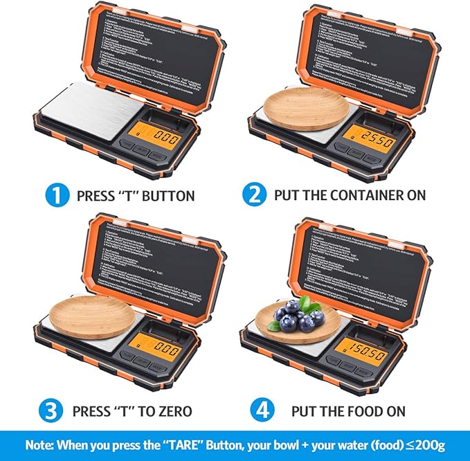AMIR Digital Pocket Scale, Gram Scale 200g/0.01g, 6 Units Conversion Smart Scale with Calibration and Tare Function, LCD Display, for Food, Coffee, Jewelry, Medicine, Herb