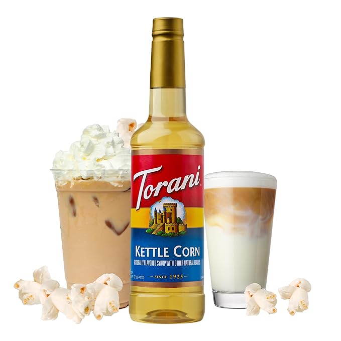 Torani Kettle Corn Flavored Drink Syrup, 25.4 fl oz (Pack of 4)