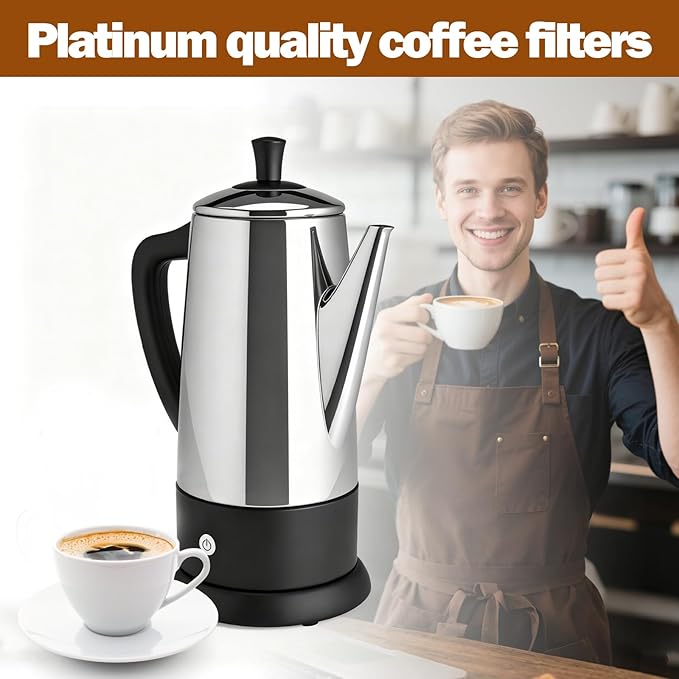 Palksky 200 Count Percolator Coffee Filters, Disposable Replacement Coffee Filter for Farberware Coletti Elite Gourmet Cuisinart, Paper Coffee Pot filters for Camping Home Office