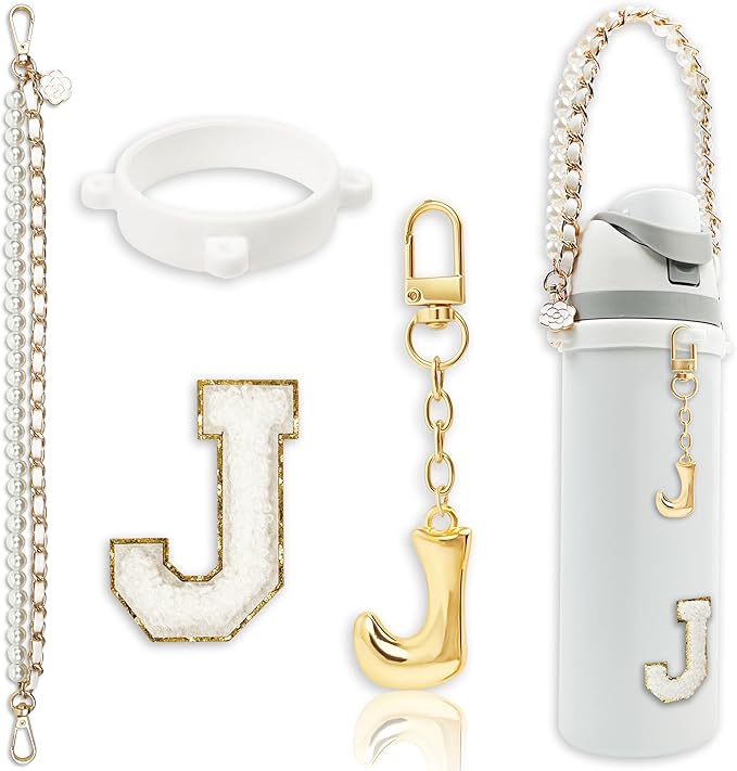 Letter Handle Strap Accessories with Cute Initial Charm Compatible with Owala Water Bottle 24oz 32oz 40oz Owala Kids
