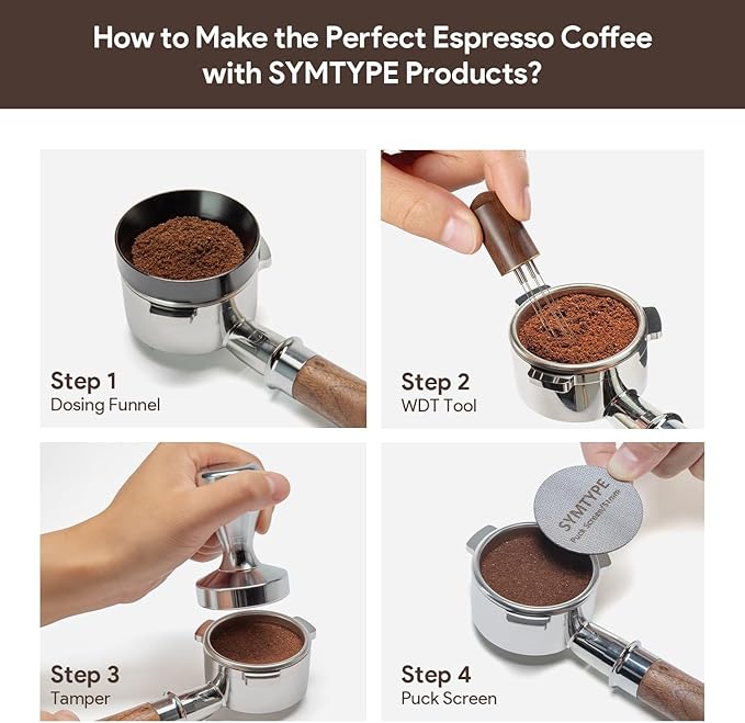 WDT Tool Espresso Accessories Kit: 6 Stainless Steel Needles Espresso Distribution Tool, Coffee Distributor, Espresso Distributor Stirrer | with Puck Screen, Dosing Funnel Fits 51mm Portafilters