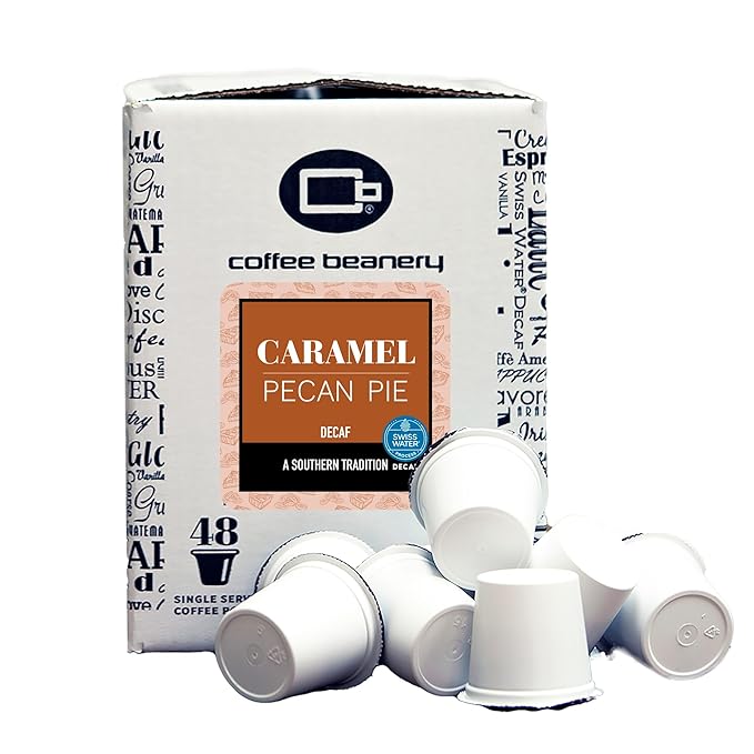 Caramel Pecan Pie Decaf Coffee Pods by Coffee Beanery | 192ct Bulk Flavored Decaf Coffee Pods Medium Roast Coffee