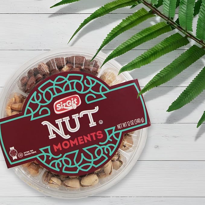 SizGit Nut Gift Baskets, 12oz Mixed Nut Gift Box of 4 Sectional Platter, Ideal Nut Assortment for Holidays, Birthdays, Celebrations, Anniversaries, Corporate Occasions and Everyday Snacking