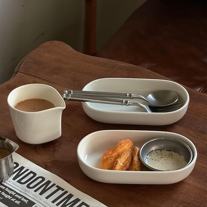 Ceramic Mini Creamer Pitcher Set for Tea, Coffee, Milk, Porcelain White Sauce Dispensers, 4 oz Pouring Jugs, 2 Pieces (2)