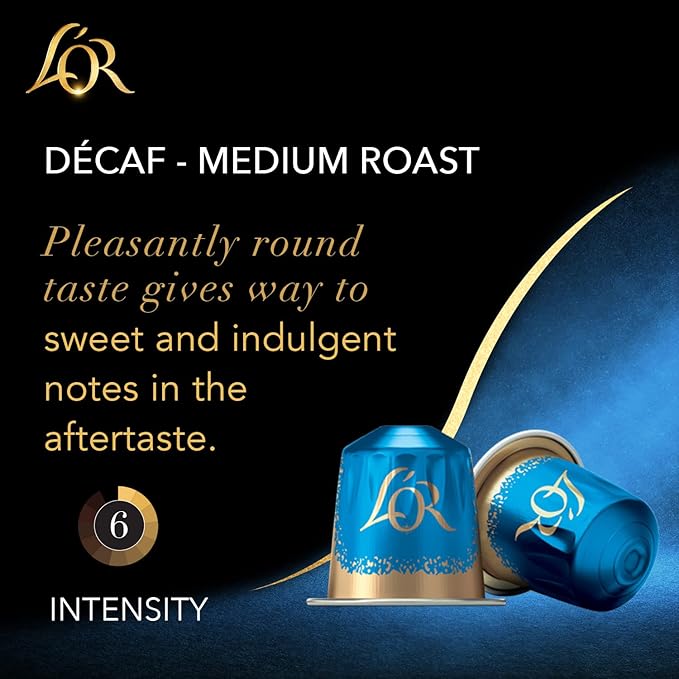 L'OR Coffee Pods, 10 Count DECAF Medium Roast, Single-Serve Aluminum Coffee Capsules Compatible with the L'OR BARISTA System, 10 Count (Pack of 1)
