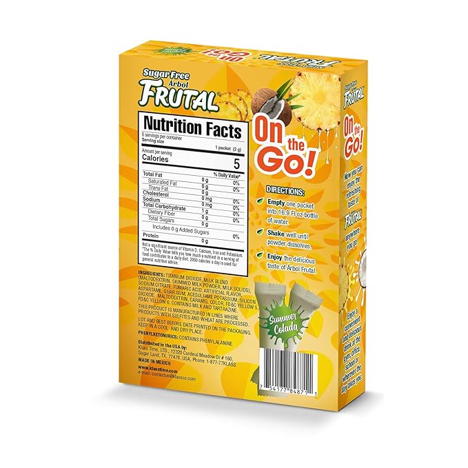 Arbol Futal On-The-Go! | Powdered Drink Mix Pina Colada - Flavored Sugar Free! – Single Serve On The Go! - Powder Sticks Packets (30 Count of Stick Packs)